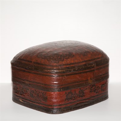 Lot 109 - Asian Red Lacquered Trunk Height 9 1/2 inches,...