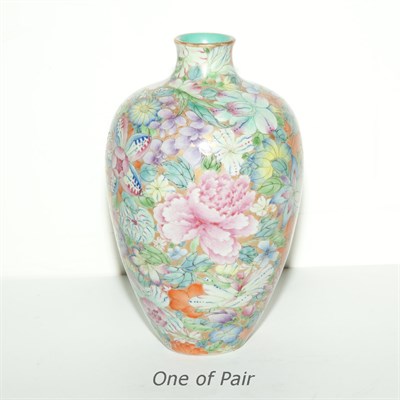 Lot 343 - Pair of Chinese Millefleur Porcelain Vases...