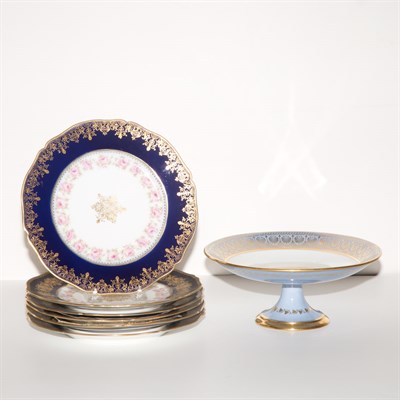 Lot 261 - Sevres Porcelain Compote and Fruit Bowl En...