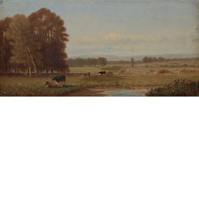 Lot 37 - Clinton Loveridge American, 1838-1915 Cows in...