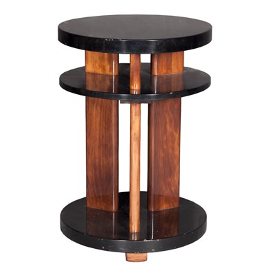 Lot 183 - Moderne Style Black Lacquer and Mahogany Side...
