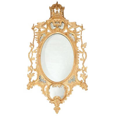Lot 323 - George II Giltwood Mirror The oval mirror...