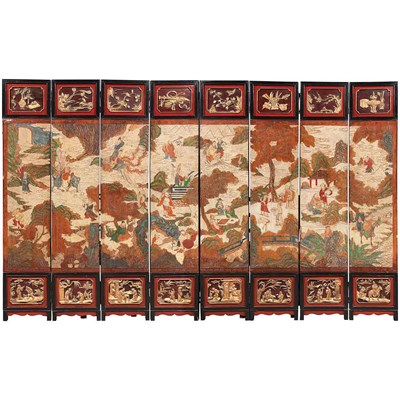 Lot 425 - Chinese Coromandel Lacquered and Painted Eight-...