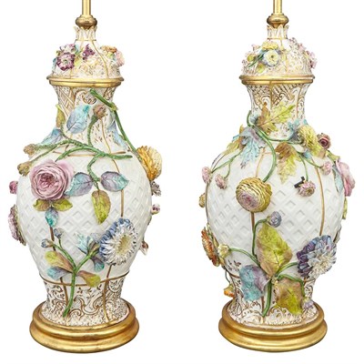 Lot 379 - Pair of Continental Gilt and Polychrome...
