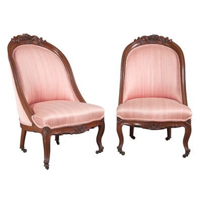 Lot 416 - Pair of Rococo Revival Carved Mahogany Parlor...