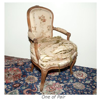 Lot 123 - Pair of Louis XV Stained Beechwood Fauteuils
