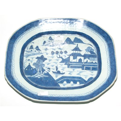 Lot 438 - Chinese Canton Blue and White Platter Length...