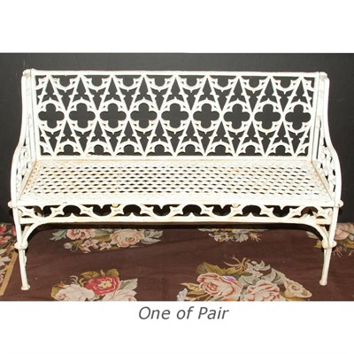 Lot 79 - Pair of White Painted Iron Garden Benches...
