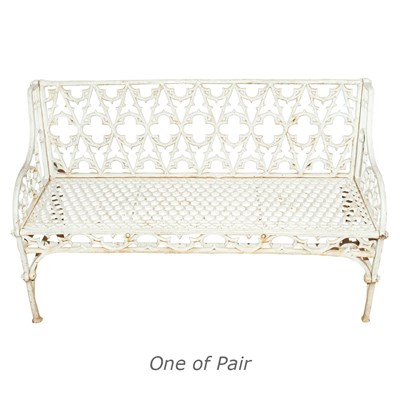 Lot 86 - Pair of White Painted Iron Garden Benches...