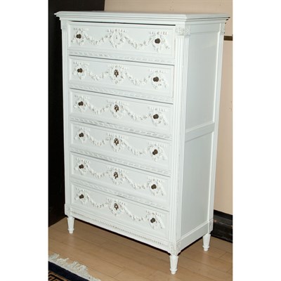 Lot 144 - French Style White Painted Tall Chest of...
