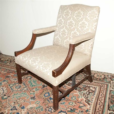 Lot 259 - George III Style Upholstered Mahogany Library...