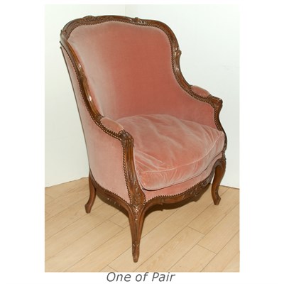 Lot 390 - Pair of Louis XV Style Upholstereed Stained...