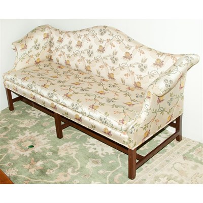 Lot 270 - Chippendale Style Mahogany Camel Back Sofa...