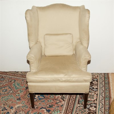 Lot 250 - George III Style Upholstered Mahogany Wing Chair