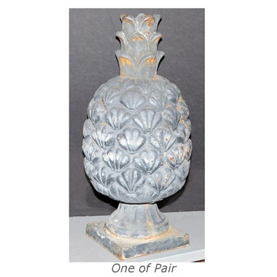 Lot 461 - Pair of Iron Pineapple-Form Garden Ornaments...