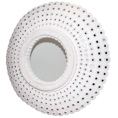 Lot 276 - White Painted Carved Wood Mirror Diameter 54...