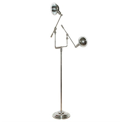 Lot 447 - Chrome Metal Double-Light Floor Lamp Height 67...