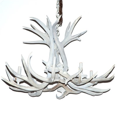 Lot 402 - Painted Antler Six-Light Chandelier Height 21...