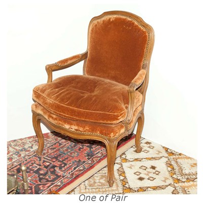 Lot 400 - Pair of Louis XV Style Stained Beechwood Chairs