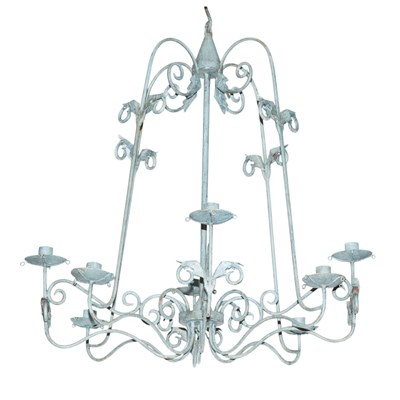 Lot 403 - Green Painted Iron Eight-Light Chandelier...