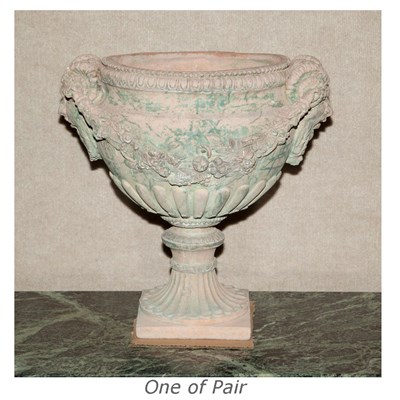 Lot 356 - Pair of Neoclassical Style Terra Cotta Urns...