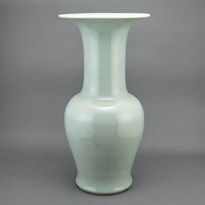 Lot 169 - Pair of Chinese Celadon Glazed Porcelain Vases...