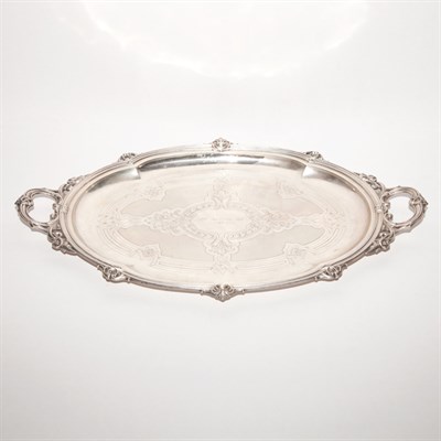 Lot 345 - Continental Silver Two-Handled Tray Length 23...