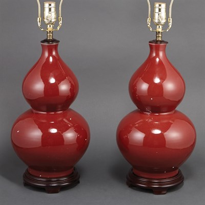 Lot 444 - Pair of Chinese Sang de Boeuf Double-Gourd...