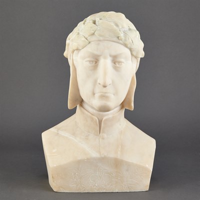 Lot 247 - Italian Alabaster Bust of Dante A. Malavoti...