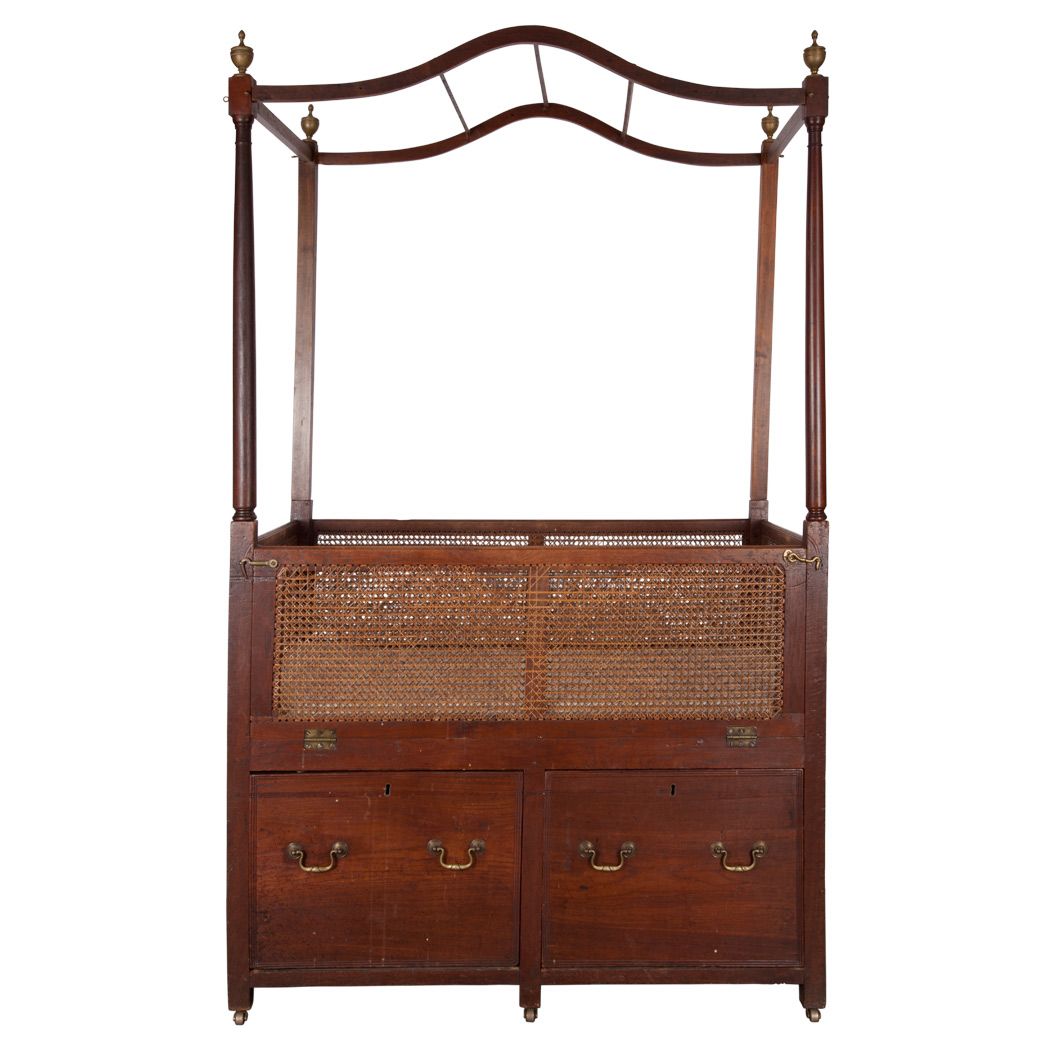 Lot 213 - Colonial Caned Mahogany Crib Height 6 feet 6...