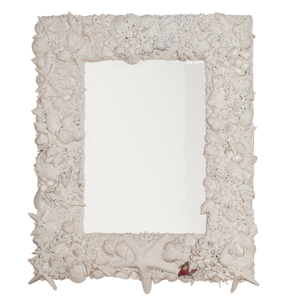 Lot 234 - Painted Shell Mirror Height 40 1/2 inches,...