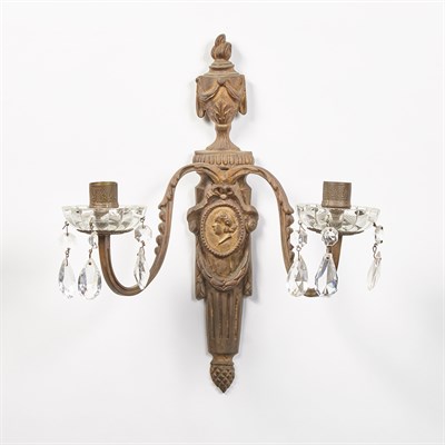 Lot 268 - Pair of Neoclassical Style Metal Two-Light...