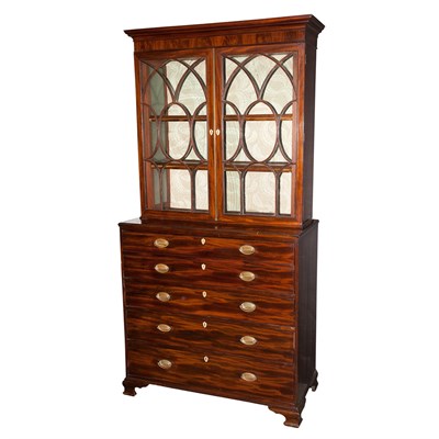Lot 256 - George III Mahogany Secretary Bookcase Height...