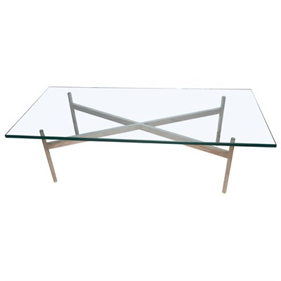 Lot 531 - Glass Top Chrome Table Height 15 1/2 inches,...