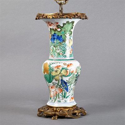 Lot 517 - Chinese Famille Verte Porcelain Lamp Height 15...