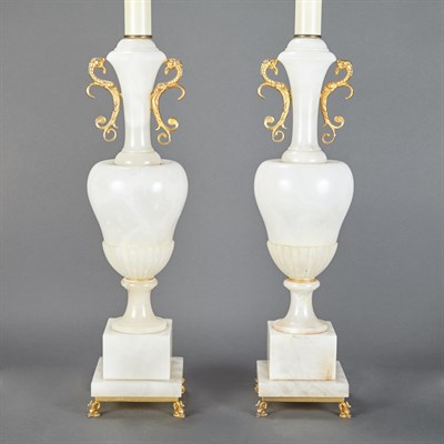 Lot 326 - Pair of Neoclassical Style Hardstone Lamps...