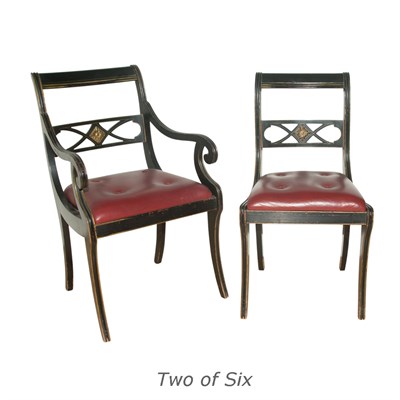 Lot 340 - Set of Six Regency Style Painted Dining Chairs...