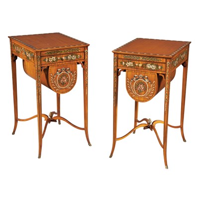 Lot 231 - Pair of Edwardian Style Satinwood Side Tables...