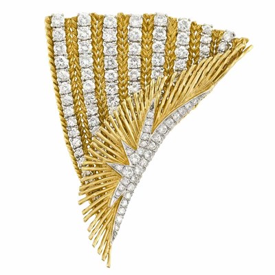 Lot 286 - Gold, Platinum and Diamond Clip-Brooch, Montreaux, Modele Sterle, Paris