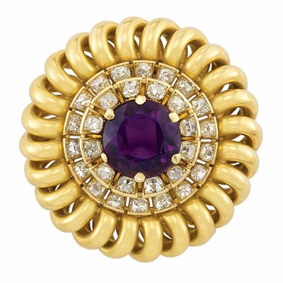 Lot 137 - Gold, Amethyst and Diamond Clip, France