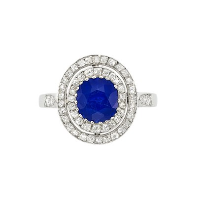 Lot 393 - Belle Epoque Platinum, Sapphire and Diamond Ring
