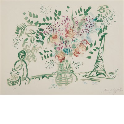 Lot 32 - Marc Chagall LE BOUQUET VERT ET VIOLET (M....