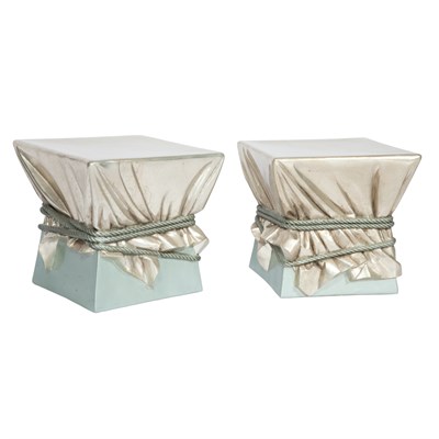 Lot 122 - Pair of Metallic Painted Faux Wrapped Stools...