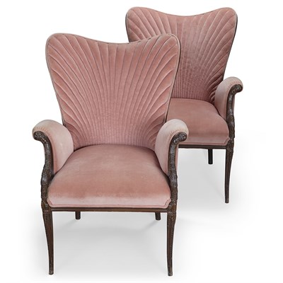 Lot 271 - Pair of Art Deco Style Mahogany Armchairs