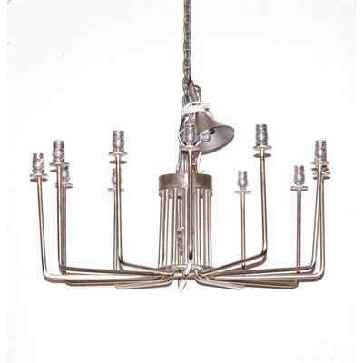 Lot 317 - Industrial Style Metal Twelve-Light Chandelier...