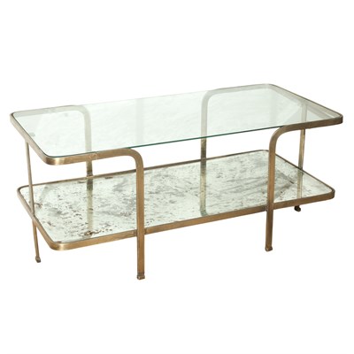 Lot 124 - Mid Century Style Glass Top Metal Low Table...