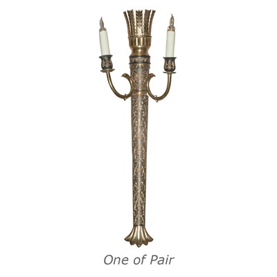 Lot 151 - Pair of Gilt-Metal Two-Light Sconces Height 34...