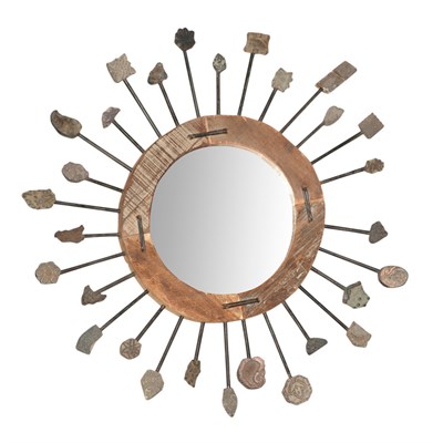 Lot 99 - Industrial Style Mirror with Halo of Textile...