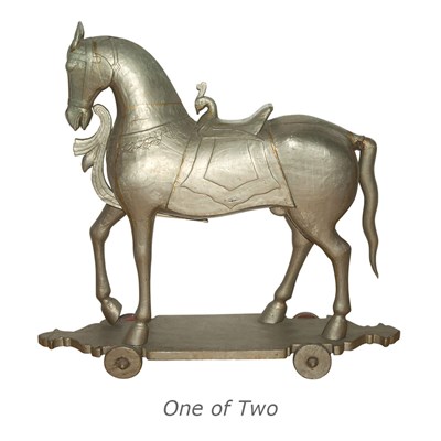 Lot 67 - Two Metal Over Composition Figures of Horses...