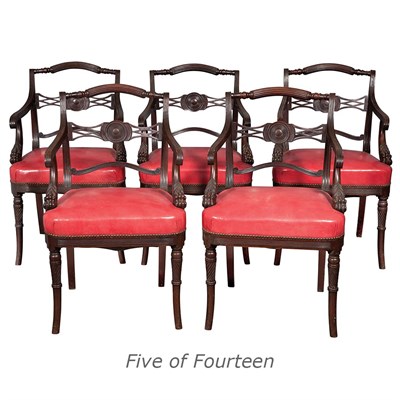 Lot 240 - Set of Fourteen Regency Style Mahogany Open...